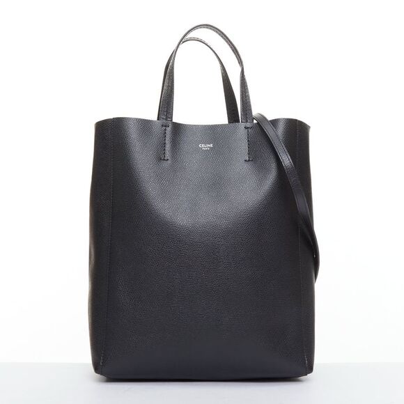 CELINE Small Vertical Cabas black grained calf leather crossbody tote bag - Picture 1 of 10